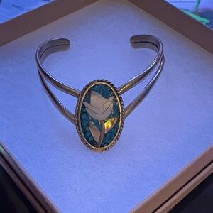 Vintage Floral Cuff Stamped Mexico